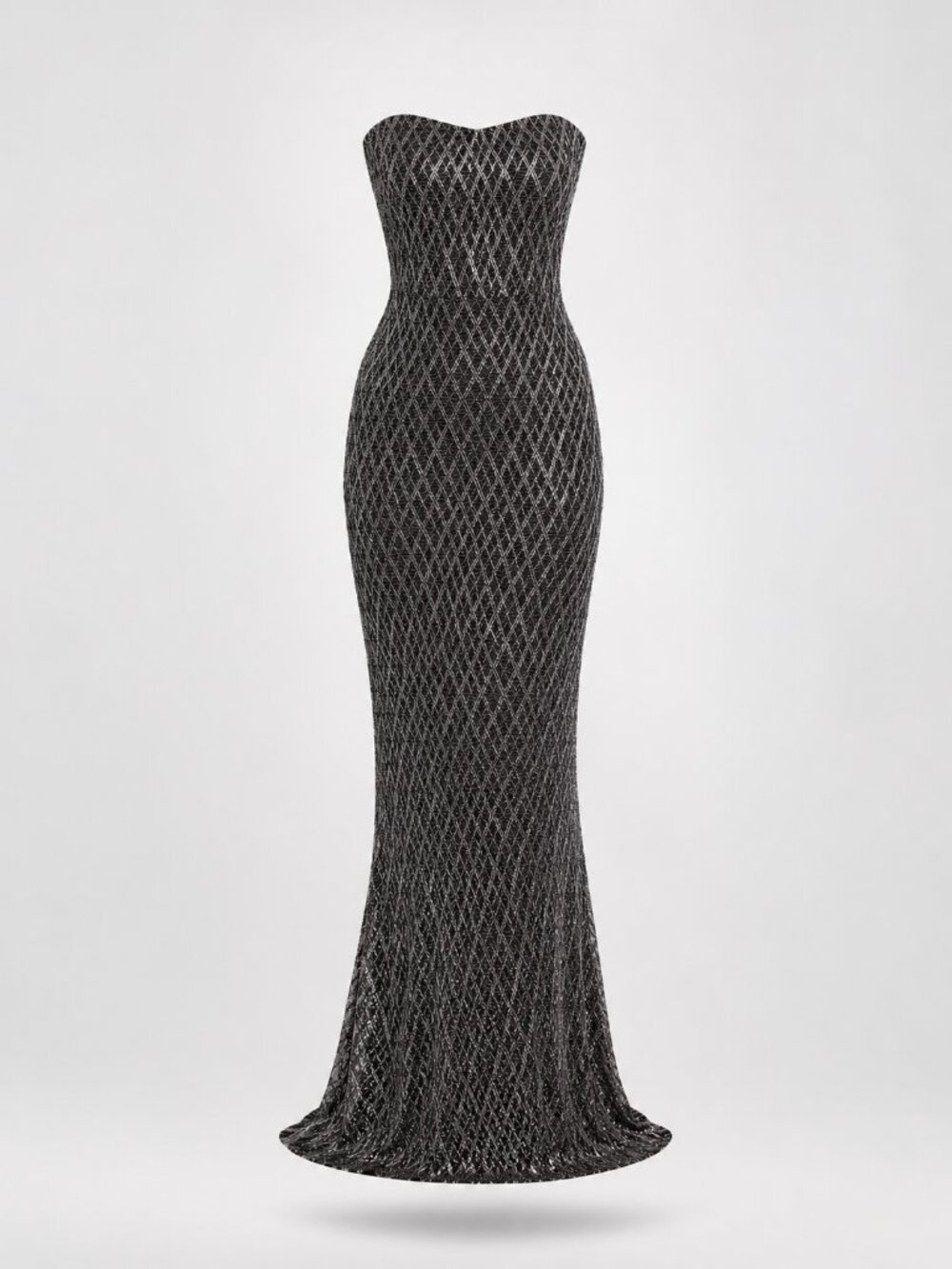 Vintage Jessica McClintock Gunne Sax Silver Metallic Strapless Gown Sz 3/4